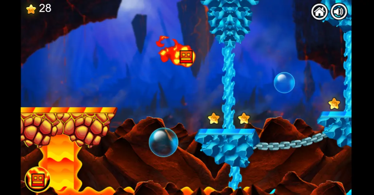 Geometry Dash Fire and Water Gameplay
